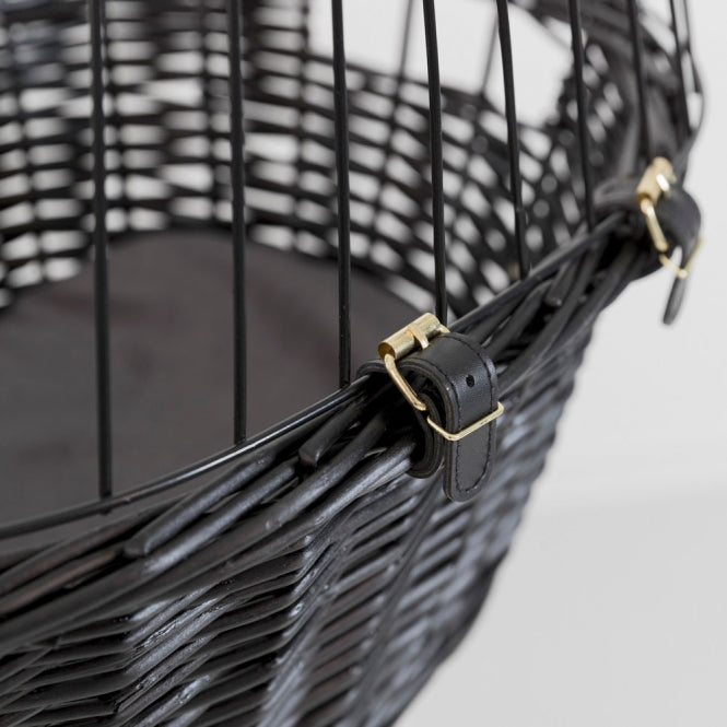 Trixie Fahrradkorb aus Weide mit Gitter - schwarz