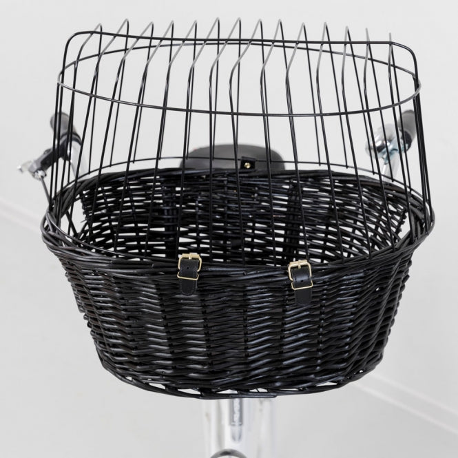 Trixie Fahrradkorb aus Weide mit Gitter - schwarz