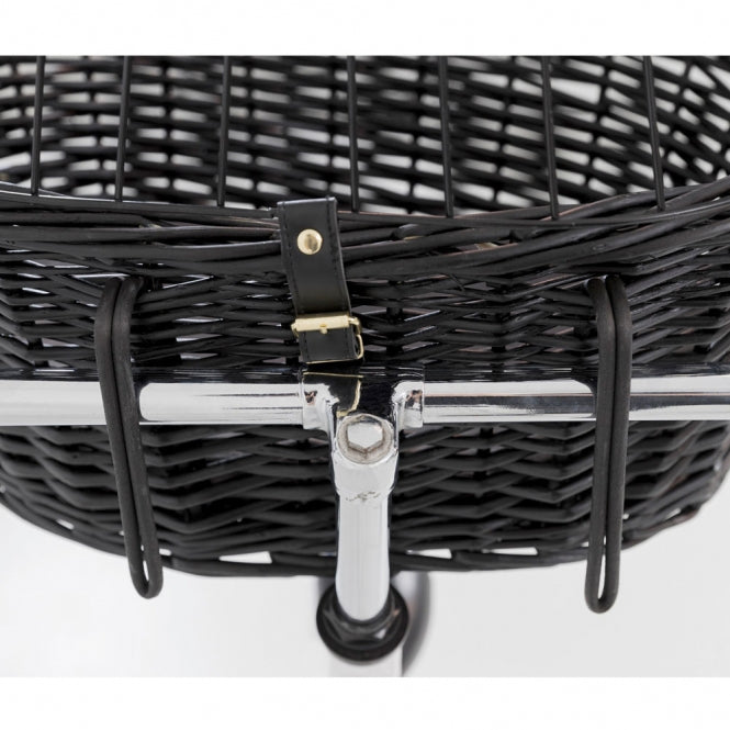 Trixie Fahrradkorb aus Weide mit Gitter - schwarz