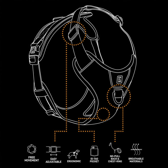 Duvoplus EXPLOR Ultimate Fit No-Pull-Geschirr - granite black