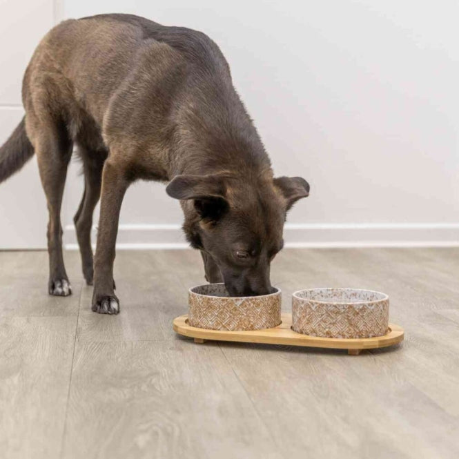 Trixie Napf-Set, Keramik/Bambus 2 × 0,3 l oder 2 x 0,8 l