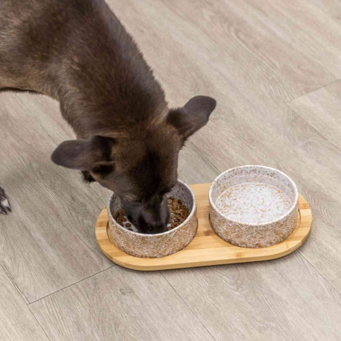 Trixie Napf-Set, Keramik/Bambus 2 × 0,3 l oder 2 x 0,8 l